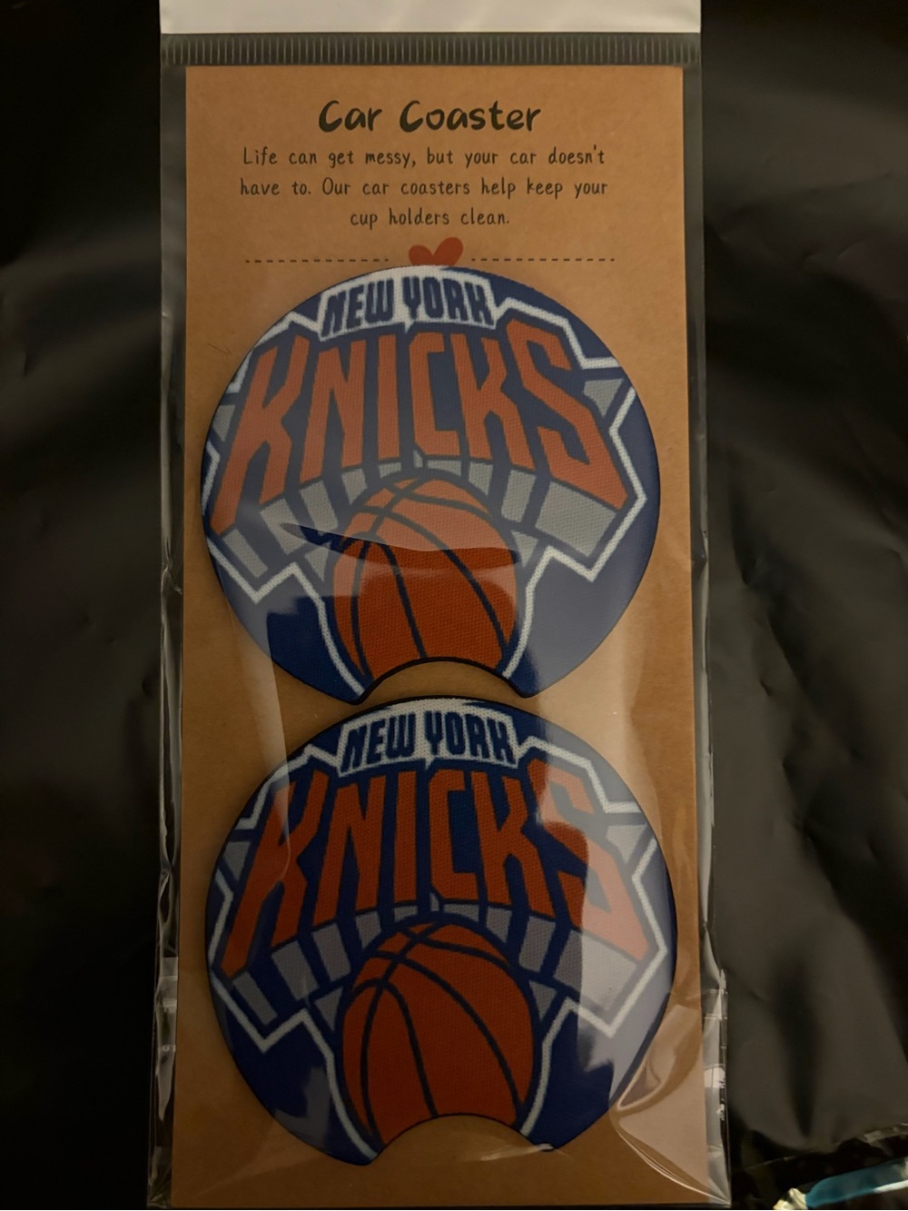 NY Knicks Blue & Orange Car Coaster Set, NEW!